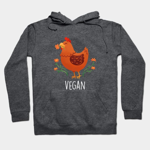 Peaceful Vegan Chicken - Dark Hoodie by cutevegan